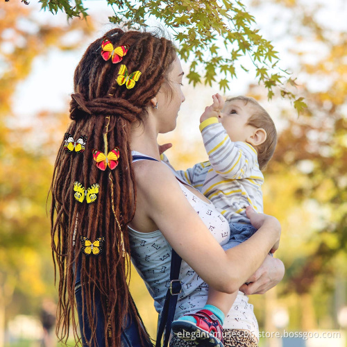 50pieces Butterfly Hair Braid  Beads Colorful Adjustable Hair Cuffs Clips Tiara Crown Hair Styling Jewelry in factory price